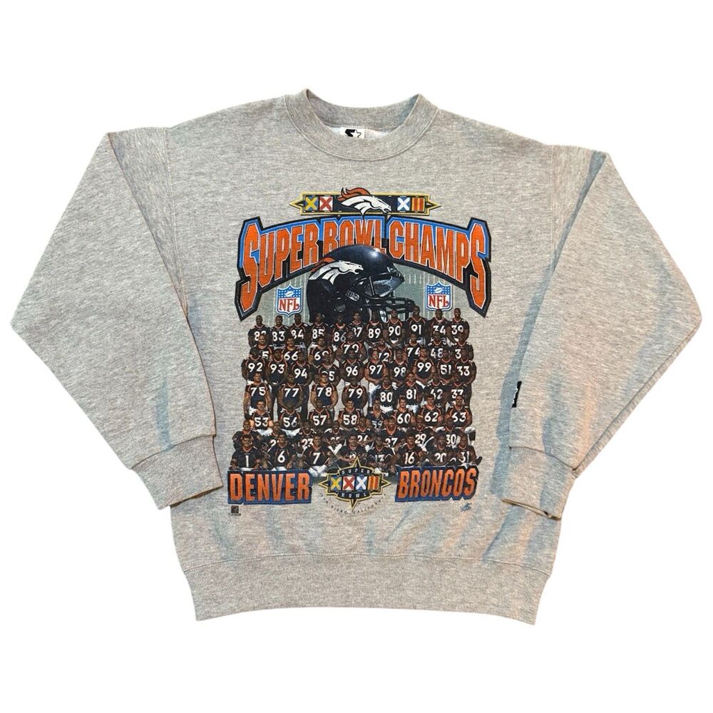 Vintage 90s Starter Denver Broncos Super Bowl XXXII Champions Sweatshirt Youth M